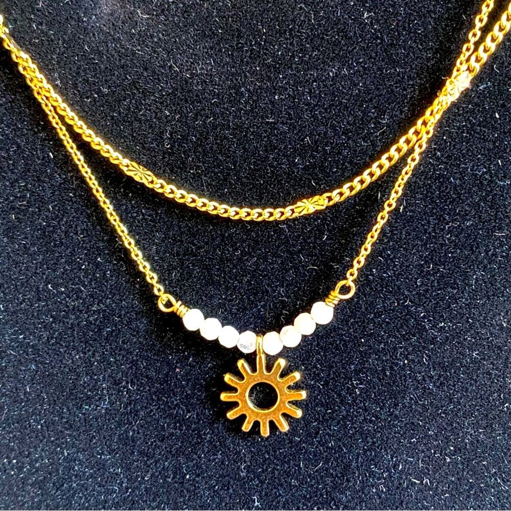 LUNA NORTE MOONSTONE necklace star crescent moon for Balance
